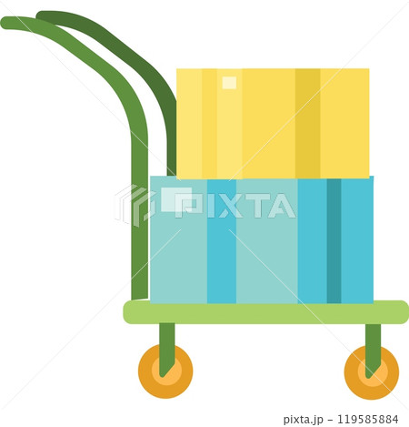Parcel box on trolley cart vector icon 119585884