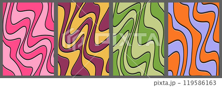 A colorful composition of sinuous lines. Colored curved lines with varying widths. Template for backgrounds, textures and creative design 119586163