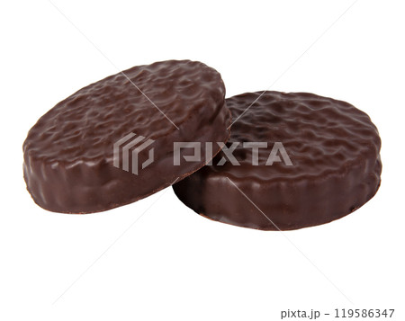 Chocolate sandwich cookies isolated on the white Chocolate sandwich cookies isolated on the white 119586347