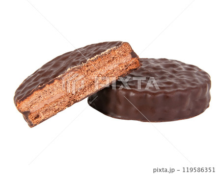 Chocolate sandwich cookies isolated on the white Chocolate sandwich cookies isolated on the white 119586351