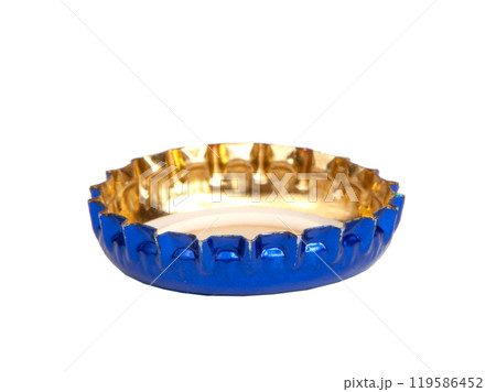 Metallic blue beer bottle cap isolated on the white 119586452