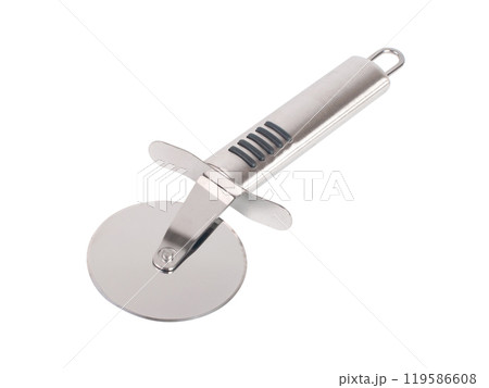 Metalic pizza knife isolated on the white Metalic pizza knife isolated on the white 119586608