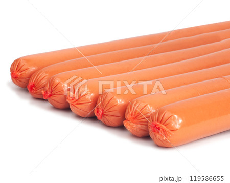 Tasty sausage appetizer isolated on the white Tasty sausage appetizer isolated on the white 119586655
