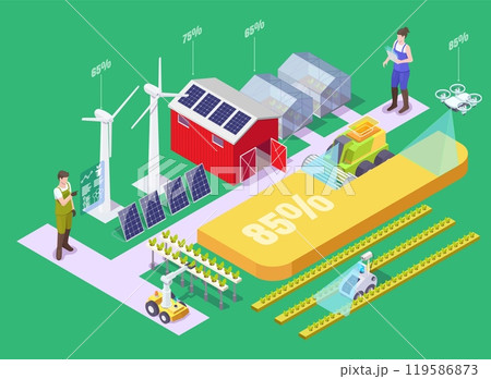 Smart farm with solar panel renewable energy sources Smart farm with solar panel renewable energy sources 119586873