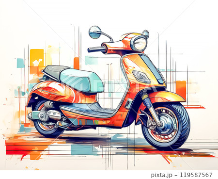 スクーターバイクのデザイン画のイメージ素材 119587567