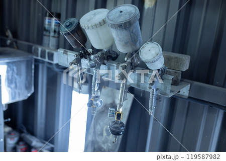 Image of a painting compressor. Car service. Image of a painting compressor. Car service. 119587982