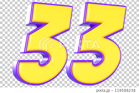 Number 3D Yellow And Purple 119588238