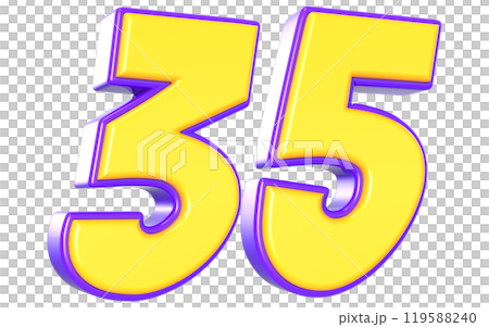 Number 3D Yellow And Purple 119588240