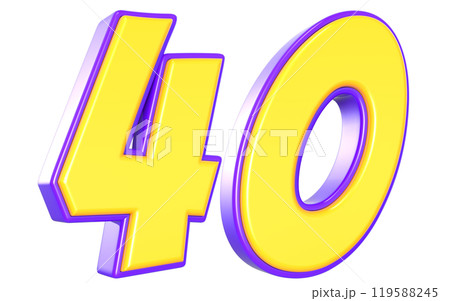 Number 3D Yellow And Purple 119588245