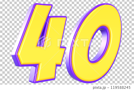 Number 3D Yellow And Purple 119588245