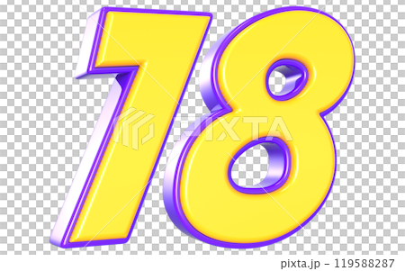 Number 3D Yellow And Purple 119588287