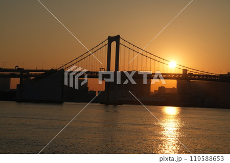 【夕焼け素材】豊洲ぐるり公園から見る夕焼け【東京都】 119588653