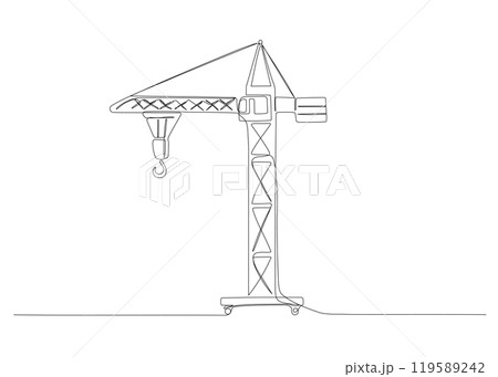 Construction crane one continuous line vector illustration. Construction crane one continuous line vector illustration. 119589242