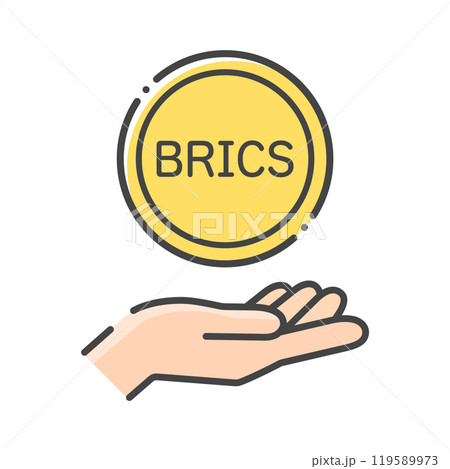 BRICSの文字が入ったコインと人の手のアイコン - ブリックスやBRICS ペイのイメージ素材 BRICSの文字が入ったコインと人の手のアイコン - ブリックスやBRICS ペイのイメージ素材 119589973