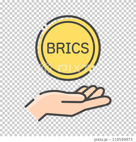 BRICSの文字が入ったコインと人の手のアイコン - ブリックスやBRICS ペイのイメージ素材 BRICSの文字が入ったコインと人の手のアイコン - ブリックスやBRICS ペイのイメージ素材 119589973