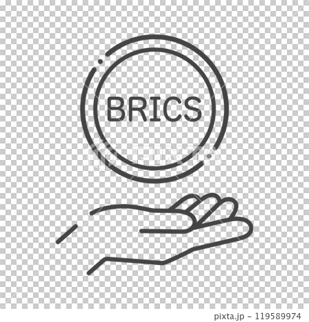 BRICSの文字が入ったコインと人の手のアイコン - ブリックスやBRICS ペイのイメージ素材 BRICSの文字が入ったコインと人の手のアイコン - ブリックスやBRICS ペイのイメージ素材 119589974