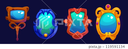 Decorative magical mirrors set for fantasy game ui Decorative magical mirrors set for fantasy game ui 119591134