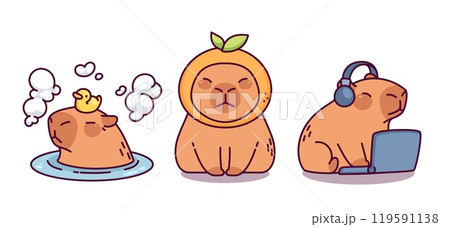 Cute capybara character. Funny flat animal vector 119591138