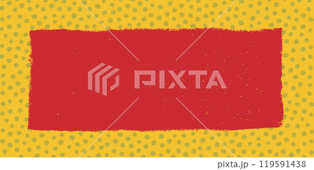 Rustic rectangle text box with grunge torn edges on a yellow spotted background. Vector illustration of rough ripped red rectangle on a yellow polka dot pattern. Ideal for collages and stickers. Rustic rectangle text box with grunge torn edges on a yellow spotted background. Vector illustration of rough ripped red rectangle on a yellow polka dot pattern. Ideal for collages and stickers. 119591438
