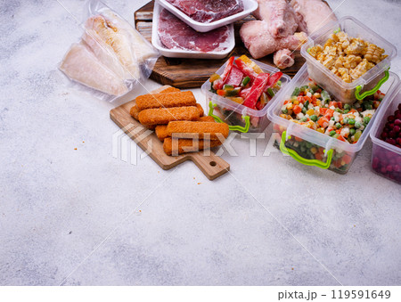 Set of various frozen products 119591649