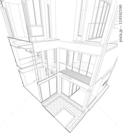 3D illustration of building project 3D illustration of building project 119592590