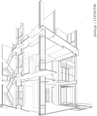 3D illustration of building project 3D illustration of building project 119592596