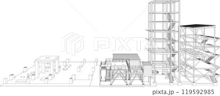 3D illustration of building project 119592985