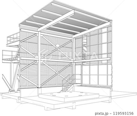 3D illustration of building project 119593156