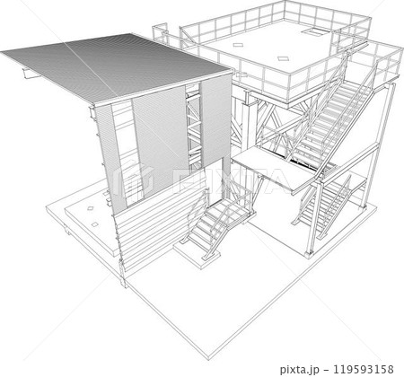 3D illustration of building project 119593158