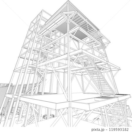 3D illustration of building project 119593182