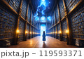 アカシックレコード│図書館│異世界│少女の探求│神秘的な空間│イラスト素材 119593371