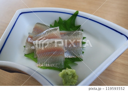天然アユの刺身 やなの名物料理 天然アユの刺身 やなの名物料理 119593552