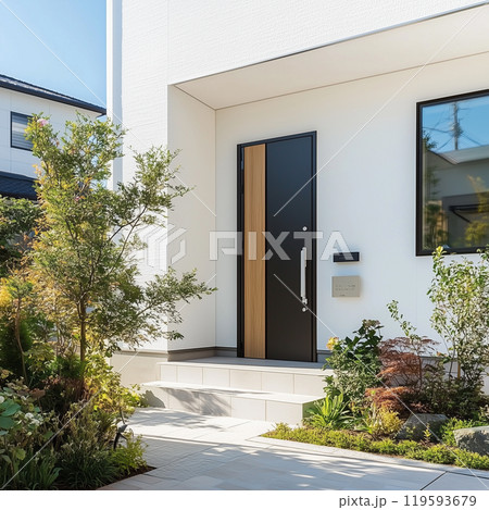 モダンな住宅と植栽のイメージ 119593679