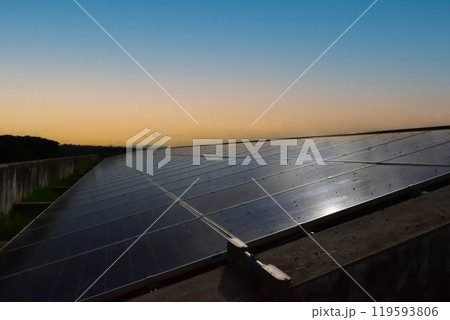Photovoltaic panel, new technology to store and use the power from the nature with human life, sustainable energy and environmental friend concept. Photovoltaic panel, new technology to store and use the power from the nature with human life, sustainable energy and environmental friend concept. 119593806