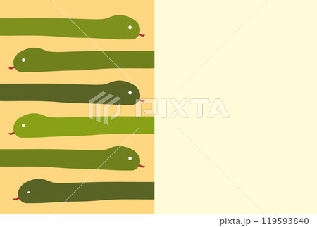 ラフなヘビが並んだイラストの2025年の年賀状素材 ラフなヘビが並んだイラストの2025年の年賀状素材 119593840