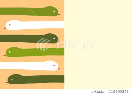 ラフなヘビが並んだイラストの2025年の年賀状素材 ラフなヘビが並んだイラストの2025年の年賀状素材 119593841