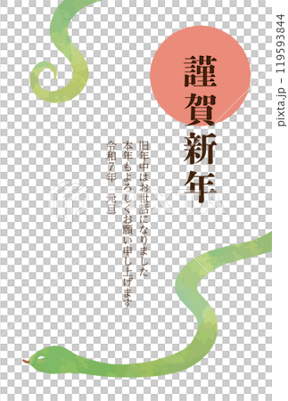蛇のシンプルな2025年の年賀状素材 119593844