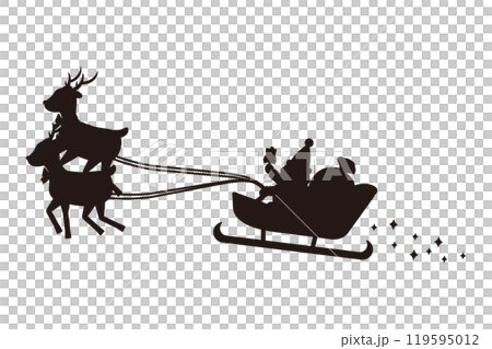 聖誕老人騎雪橇的剪影插圖 聖誕老人騎雪橇的剪影插圖 119595012