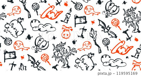 Graffiti spray happy Halloween seamless pattern 119595169