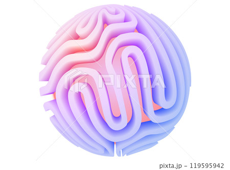 3d orb shape with algorithmic pattern, holographic color gradient. Scientific 3D ball concept 119595942