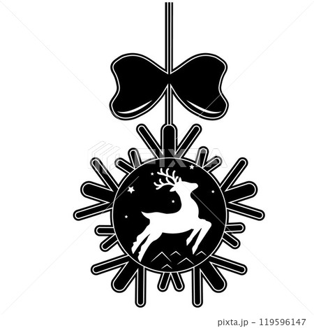Christmas decoration snowflake with deer, stencil 119596147