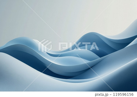 Soft blue waves of textured paper creating a flowing pattern on a light background 119596156