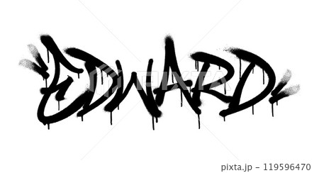 Sprayed Edward name with overspray in black over white. Vector illustration. 119596470