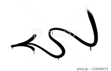 Graffiti arrow with overspray in black over white. 119596471