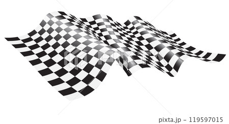 Checkered flag 3D wave flying on white for sport winner championship finish business success vector 119597015