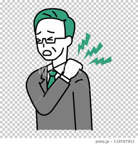 一個肩膀僵硬的西裝中年男人 119597952