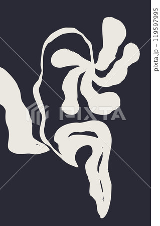 Poster or card with ink brush abstract flower sketch Poster or card with ink brush abstract flower sketch 119597995