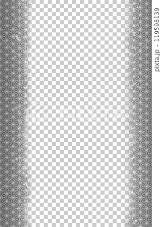 麻の葉文の縦フレーム素材、年賀状素材、和柄素材（ブラック） 119598139
