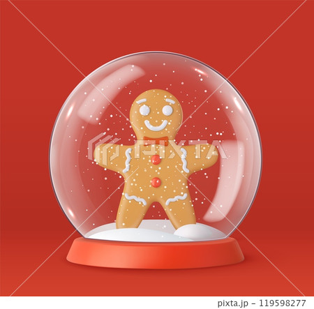 3d Transparent snow globe with Gingerbread 3d Transparent snow globe with Gingerbread 119598277
