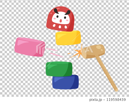 だるま落としを打ち抜いたイラスト だるま落としを打ち抜いたイラスト 119598439
